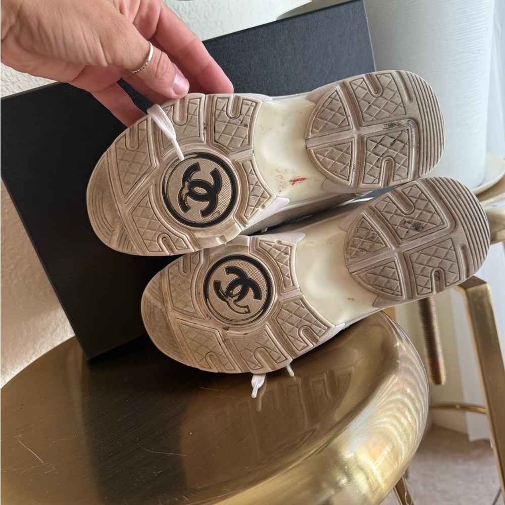 Chanel Women's Sneakers off-white, suede leather & fabric 38 - Picture 10 of 12